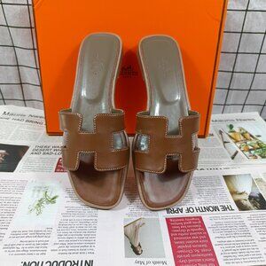 Hermes sandals brown women lady new